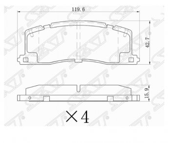 Комплект задних тормозных колодок SAT Toyota Estima Emina XR10, XR20 минивэн 2-ой рестайлинг (1996-1999)