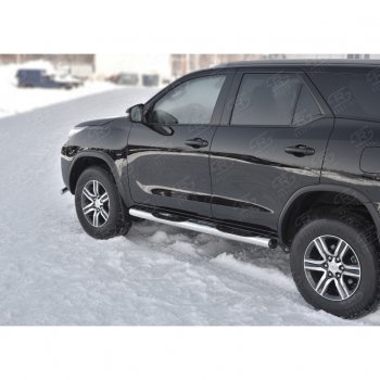 24 999 р. Пороги труба d76 с накладкой (v2) SLITKOFF  Toyota Fortuner  AN160 (2015-2024) дорестайлинг, рестайлинг  с доставкой в г. Владивосток. Увеличить фотографию 2