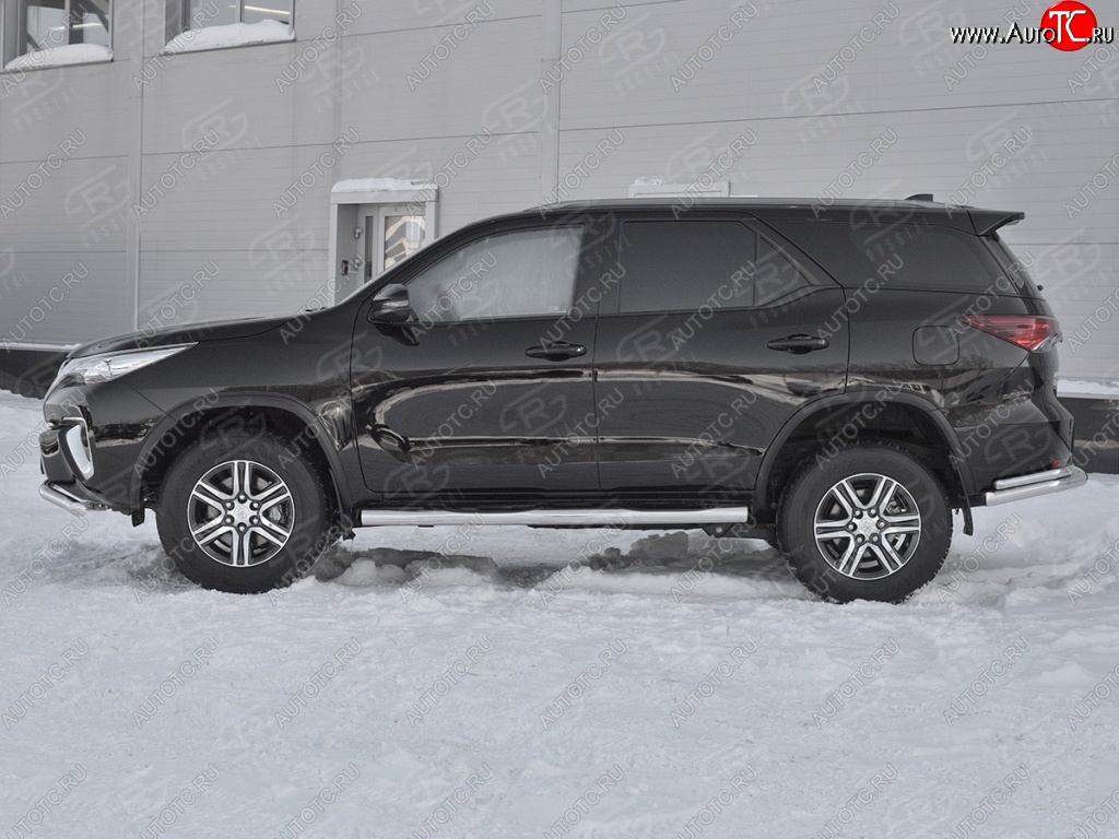 24 999 р. Пороги труба d76 с накладкой (v2) SLITKOFF  Toyota Fortuner  AN160 (2015-2024) дорестайлинг, рестайлинг  с доставкой в г. Владивосток