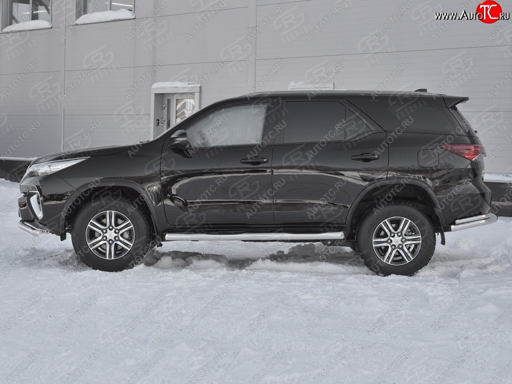 26 999 р. Пороги труба d76 с накладкой (v1) SLITKOFF  Toyota Fortuner  AN160 (2015-2024) дорестайлинг, рестайлинг  с доставкой в г. Владивосток