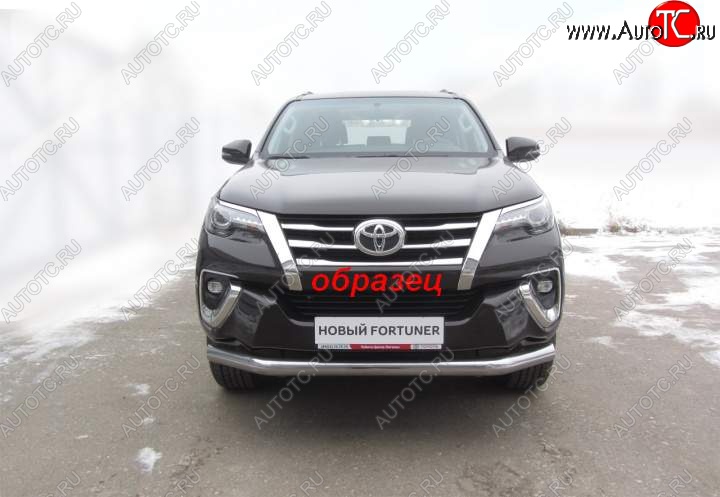 14 899 р. Защита переднего бампер Slitkoff Toyota Fortuner AN160 дорестайлинг (2015-2020) (Цвет: серебристый)  с доставкой в г. Владивосток