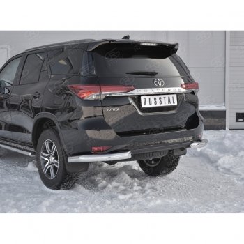 30 099 р. Защита заднего бампера (Ø76 мм уголки, нержавейка) SLITKOFF  Toyota Fortuner  AN160 (2015-2020) дорестайлинг  с доставкой в г. Владивосток. Увеличить фотографию 4