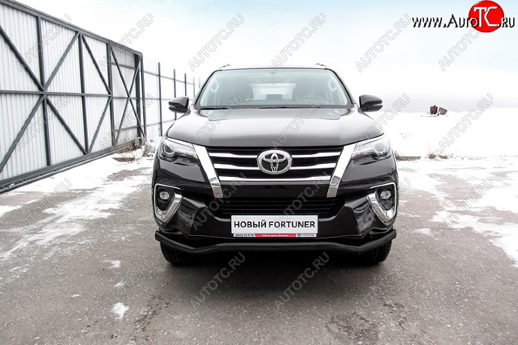 12 999 р. Защита переднего бампера Slitkoff (Ø 57 мм, волна). Toyota Fortuner AN160 дорестайлинг (2015-2020) (Сталь с полимерным покрытием. Цвет: черный)  с доставкой в г. Владивосток