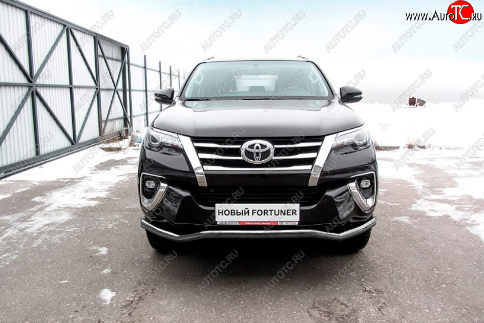 11 849 р. Защита переднего бампера Slitkoff (Ø 57 мм, волна).  Toyota Fortuner  AN160 (2015-2020) дорестайлинг (Сталь с полимерным покрытием. Цвет: серебристый)  с доставкой в г. Владивосток