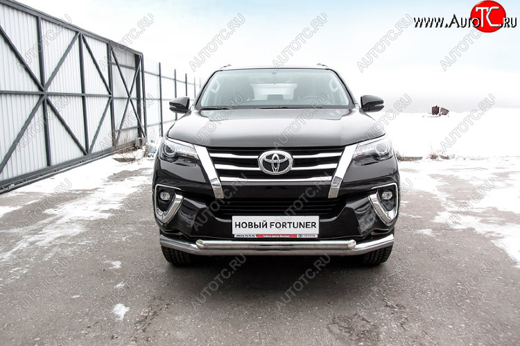 24 999 р. Защита переднего бампера Slitkoff (Ø 76+Ø 57 мм, двойная)  Toyota Fortuner  AN160 (2015-2020) дорестайлинг (Цвет: нержавеющая полированная сталь)  с доставкой в г. Владивосток