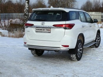 Защита заднего бампера (овальная) ТСС(нержавейка d 75х42 мм) Toyota (Тойота) Fortuner (Фортунер)  AN160 (2015-2024) AN160 дорестайлинг, рестайлинг