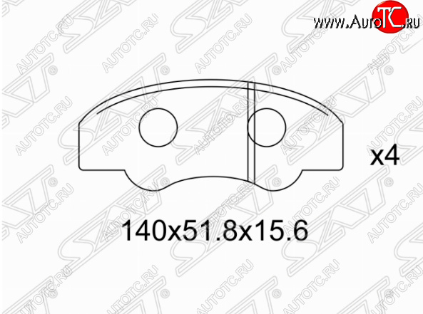 1 199 р. Комплект задних тормозных колодок SAT Toyota Fortuner AN160 дорестайлинг (2015-2020)  с доставкой в г. Владивосток