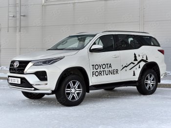 22 999 р. Защита переднего бампера (2 трубы Ø63 и 42 мм, нержавейка) SLITKOFF  Toyota Fortuner  AN160 (2020-2025) рестайлинг  с доставкой в г. Владивосток. Увеличить фотографию 2