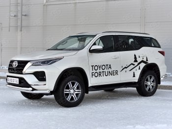 26 549 р. Защита переднего бампера (2 трубы Ø63, нержавейка) SLITKOFF  Toyota Fortuner  AN160 (2020-2025) рестайлинг  с доставкой в г. Владивосток. Увеличить фотографию 3