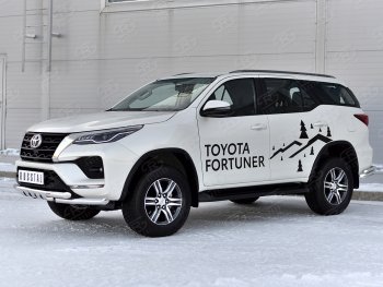 31 999 р. Защита переднего бампера (Ø63 мм с клыками, нержавейка) SLITKOFF  Toyota Fortuner  AN160 (2020-2024) рестайлинг  с доставкой в г. Владивосток. Увеличить фотографию 3