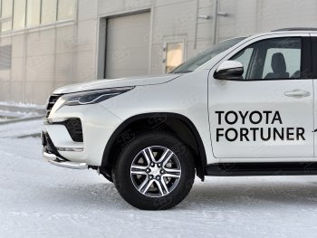 31 999 р. Защита переднего бампера (Ø63 мм с клыками, нержавейка) SLITKOFF  Toyota Fortuner  AN160 (2020-2024) рестайлинг  с доставкой в г. Владивосток. Увеличить фотографию 4