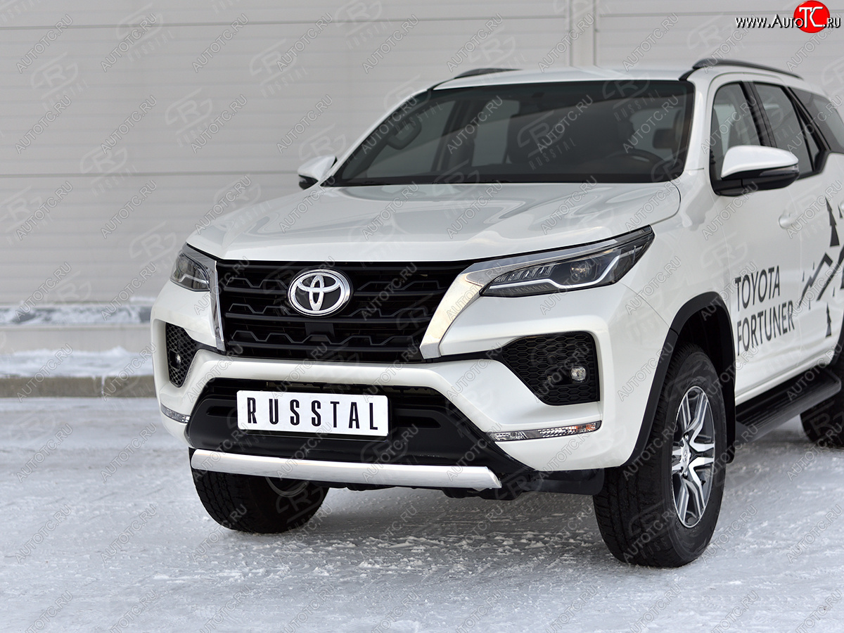 16 699 р. Защита переднего бампера (Ø75х42 мм, нержавейка) Russtal Toyota Fortuner AN160 рестайлинг (2020-2025)  с доставкой в г. Владивосток