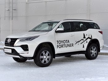 16 699 р. Защита переднего бампера (Ø75х42 мм, нержавейка) Russtal Toyota Fortuner AN160 рестайлинг (2020-2025)  с доставкой в г. Владивосток. Увеличить фотографию 3