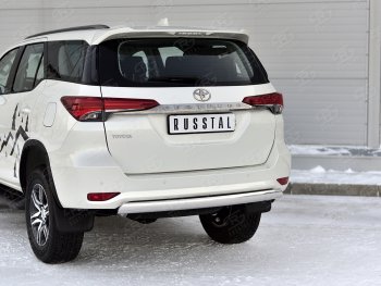 10 649 р. Защита заднего бампера (Ø75х42 мм, нержавейка) Russtal  Toyota Fortuner  AN160 (2020-2024) рестайлинг  с доставкой в г. Владивосток. Увеличить фотографию 2