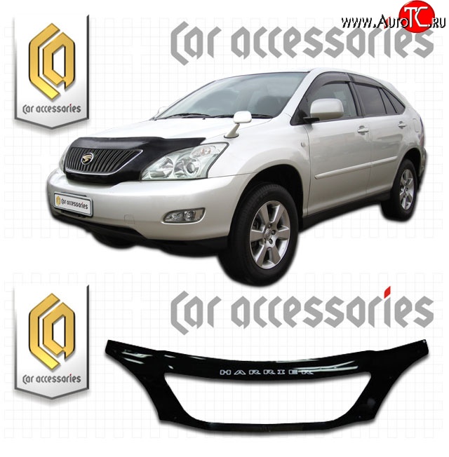 2 899 р. Дефлектор капота CA-Plastic exclusive  Toyota Harrier  XU30 (2003-2013) (Classic черный, Без надписи)  с доставкой в г. Владивосток