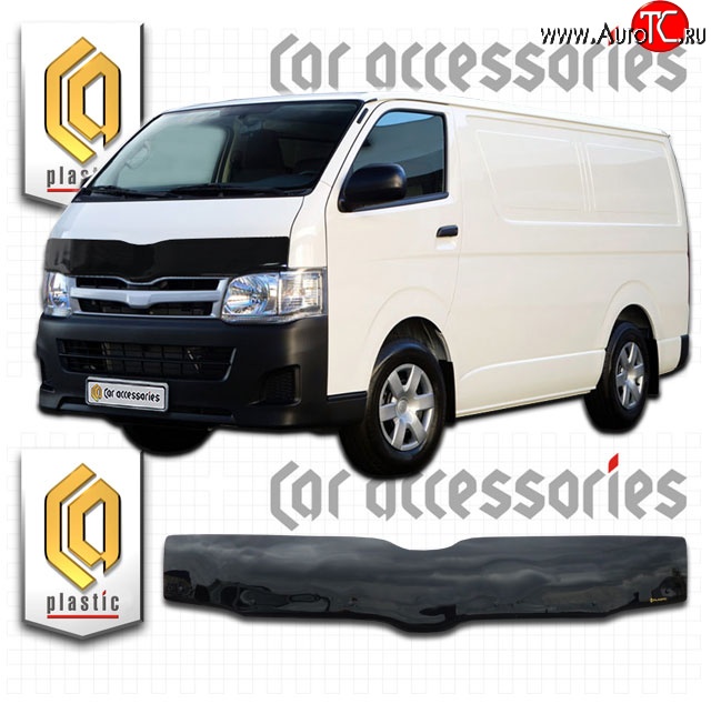 2 199 р. Дефлектор капота CA-Plastic (правый руль)  Toyota Hiace  H200 (2004-2017) минивэн (Япония) дорестайлинг , минивэн (Япония) 1-ый рестайлинг, минивэн (Япония) 2-ой рестайлинг, минивэн (Япония) 3-ий рестайлинг (Classic черный, Без надписи)  с доставкой в г. Владивосток