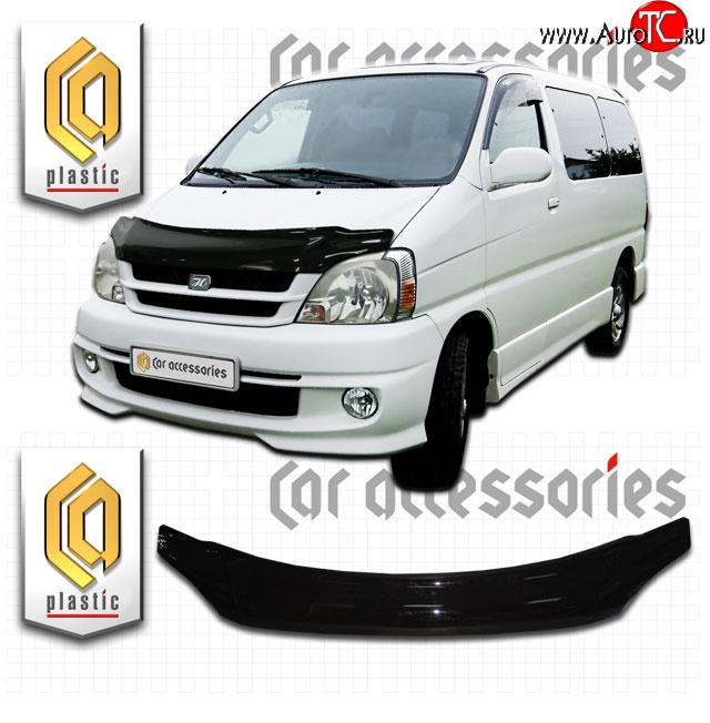 2 199 р. Дефлектор капота CA Plastic (черный)  Toyota Hiace Regius (1997-2002) (Classic черный, Без надписи)  с доставкой в г. Владивосток