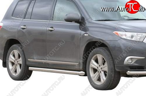 26 999 р. Защита порогов ТехноСфера (Техно Сфера) (нержавейка, 63.5 mm) Toyota Highlander XU40 рестайлинг (2010-2013)  с доставкой в г. Владивосток