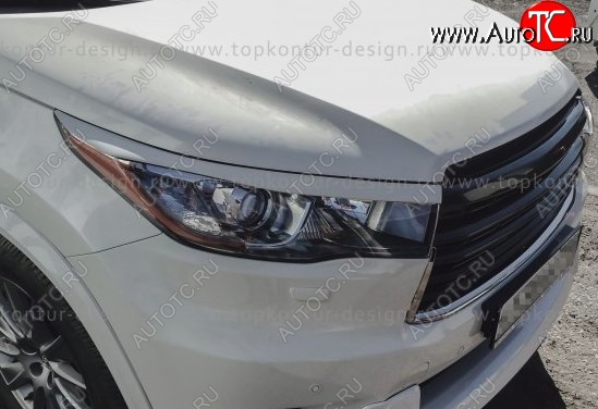 2 199 р. Реснички на фары TopKontur Design Toyota Highlander XU50 дорестайлинг (2013-2017) (Неокрашенные)  с доставкой в г. Владивосток