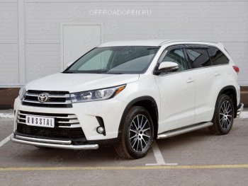 23 799 р. Защита переднего бампера (2 трубы Ø63 и 42 мм, нержавейка) SLITKOFF Toyota Highlander XU50 дорестайлинг (2013-2017)  с доставкой в г. Владивосток. Увеличить фотографию 3