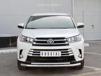 23 799 р. Защита переднего бампера (2 трубы Ø63 и 42 мм, нержавейка) SLITKOFF Toyota Highlander XU50 дорестайлинг (2013-2017)  с доставкой в г. Владивосток. Увеличить фотографию 4