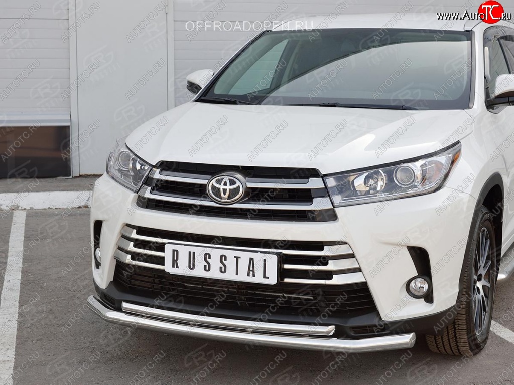 23 799 р. Защита переднего бампера (2 трубы Ø63 и 42 мм, нержавейка) SLITKOFF Toyota Highlander XU50 дорестайлинг (2013-2017)  с доставкой в г. Владивосток