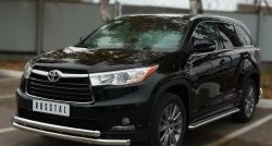 24 599 р. Защита переднего бампера (2 трубыØ63 мм, нержавейка) SLITKOFF Toyota Highlander XU50 дорестайлинг (2013-2017)  с доставкой в г. Владивосток. Увеличить фотографию 3