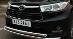 24 599 р. Защита переднего бампера (2 трубыØ63 мм, нержавейка) SLITKOFF Toyota Highlander XU50 дорестайлинг (2013-2017)  с доставкой в г. Владивосток. Увеличить фотографию 4