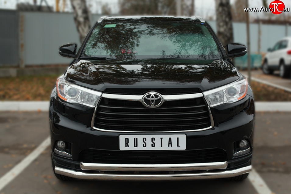 24 599 р. Защита переднего бампера (2 трубыØ63 мм, нержавейка) SLITKOFF Toyota Highlander XU50 дорестайлинг (2013-2017)  с доставкой в г. Владивосток