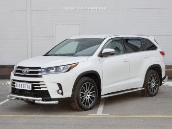 26 899 р. Защита переднего бампера (2 трубы Ø63 мм, нержавейка) SLITKOFF  Toyota Highlander  XU50 (2013-2017) дорестайлинг  с доставкой в г. Владивосток. Увеличить фотографию 3