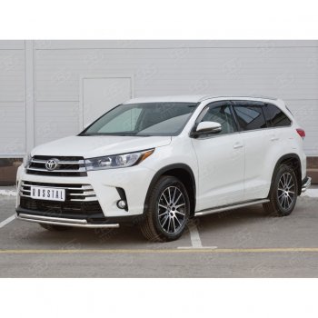 20 399 р. Защита переднего бампера (2 трубыØ42 мм, нержавейка) SLITKOFF Toyota Highlander XU50 дорестайлинг (2013-2017)  с доставкой в г. Владивосток. Увеличить фотографию 2