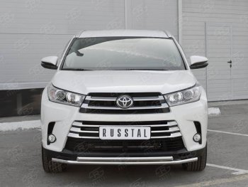 20 399 р. Защита переднего бампера (2 трубыØ42 мм, нержавейка) SLITKOFF Toyota Highlander XU50 дорестайлинг (2013-2017)  с доставкой в г. Владивосток. Увеличить фотографию 3