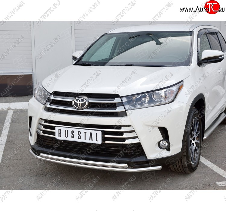 20 399 р. Защита переднего бампера (2 трубыØ42 мм, нержавейка) SLITKOFF Toyota Highlander XU50 дорестайлинг (2013-2017)  с доставкой в г. Владивосток