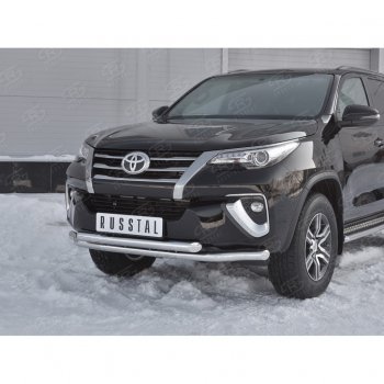 26 499 р. Защита переднего бампера (2 трубыØ63 мм, нержавейка) SLITKOFF  Toyota Highlander  XU50 (2013-2017) дорестайлинг  с доставкой в г. Владивосток. Увеличить фотографию 2