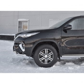 26 499 р. Защита переднего бампера (2 трубыØ63 мм, нержавейка) SLITKOFF  Toyota Highlander  XU50 (2013-2017) дорестайлинг  с доставкой в г. Владивосток. Увеличить фотографию 1