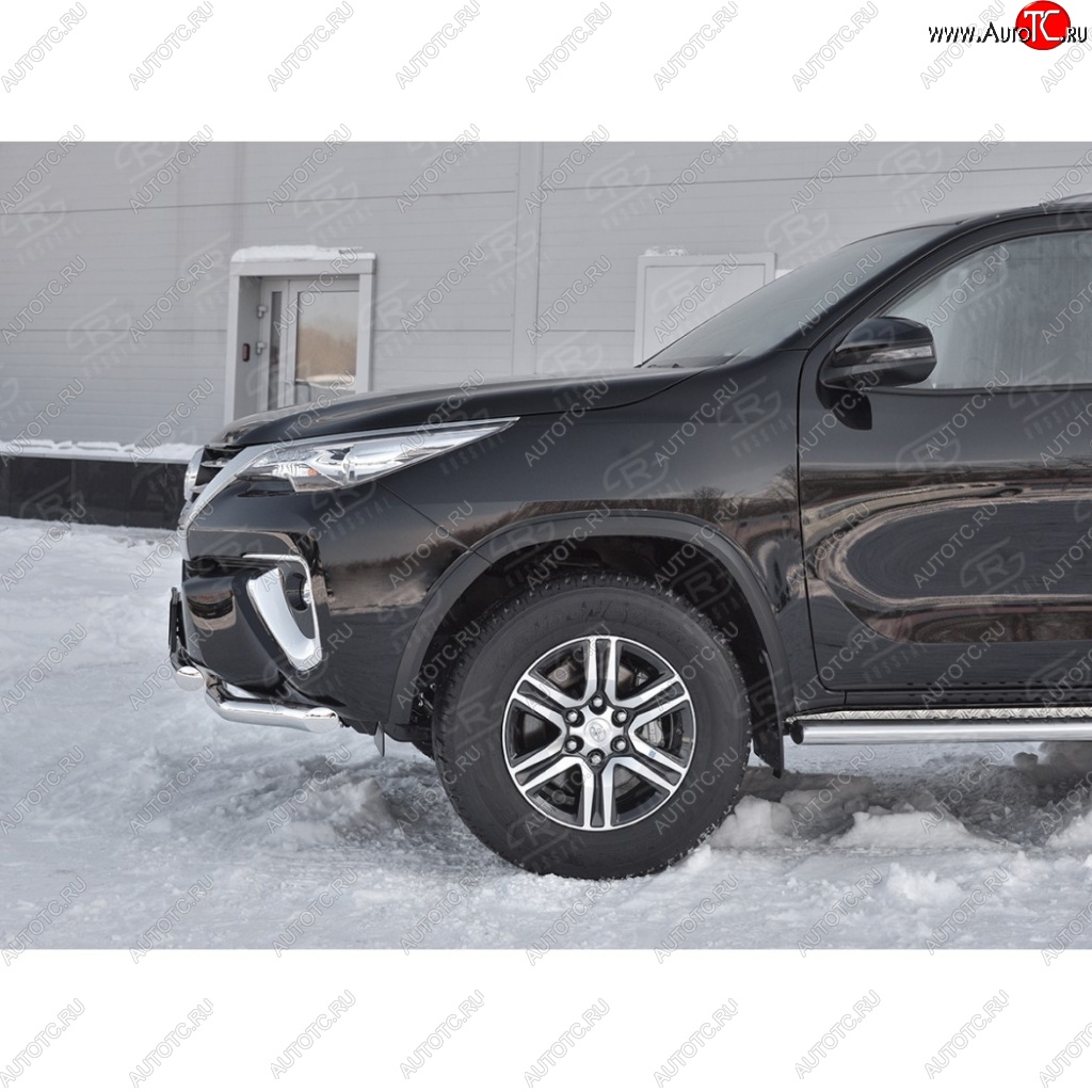 26 499 р. Защита переднего бампера (2 трубыØ63 мм, нержавейка) SLITKOFF  Toyota Highlander  XU50 (2013-2017) дорестайлинг  с доставкой в г. Владивосток