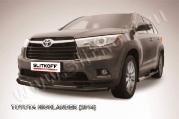 10 999 р. защита переднего бампера Slitkoff  Toyota Highlander  XU50 (2013-2017) дорестайлинг (Цвет: серебристый)  с доставкой в г. Владивосток. Увеличить фотографию 1