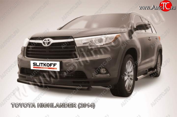 9 999 р. защита переднего бампера Slitkoff  Toyota Highlander  XU50 (2013-2017) дорестайлинг (Цвет: серебристый)  с доставкой в г. Владивосток