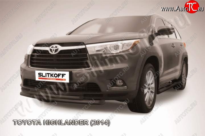 11 249 р. Защита переднего бампер Slitkoff Toyota Highlander XU50 дорестайлинг (2013-2017) (Цвет: серебристый)  с доставкой в г. Владивосток