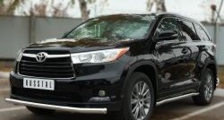 18 949 р. Одинарная защита переднего бампера диаметром 63 мм SLITKOFF Toyota Highlander XU50 дорестайлинг (2013-2017)  с доставкой в г. Владивосток. Увеличить фотографию 2