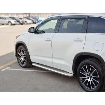 48 999 р. Порожки для ног (Ø63 мм) SLITKOFF  Toyota Highlander  XU50 (2016-2020) рестайлинг (лист - нержавейка, профиль - нержавейка)  с доставкой в г. Владивосток. Увеличить фотографию 2