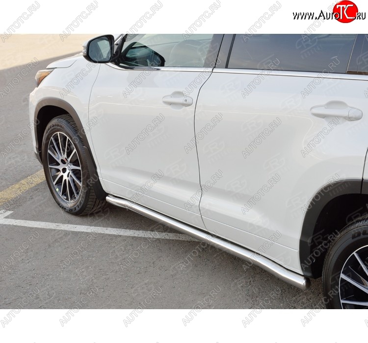 25 999 р. Защита порогов SLITKOFF из круглой трубы диаметром 63 мм SLITKOFF v3  Toyota Highlander  XU50 (2013-2017) дорестайлинг  с доставкой в г. Владивосток