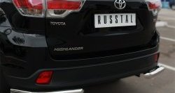 14 949 р. Защита заднего бампера (Ø63 мм уголки, нержавейка) SLITKOFF  Toyota Highlander  XU50 (2013-2017) дорестайлинг  с доставкой в г. Владивосток. Увеличить фотографию 3