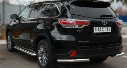 Защита заднего бампера (Ø63 мм уголки, нержавейка) SLITKOFF Toyota (Тойота) Highlander (Хайлэндер)  XU50 (2013-2017) XU50 дорестайлинг