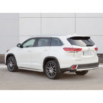 18 599 р. Защита заднего бампера (Ø63 мм, нержавейка) SLITKOFF  Toyota Highlander  XU50 (2013-2017) дорестайлинг  с доставкой в г. Владивосток. Увеличить фотографию 2