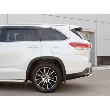 18 599 р. Защита заднего бампера (Ø63 мм, нержавейка) SLITKOFF  Toyota Highlander  XU50 (2013-2017) дорестайлинг  с доставкой в г. Владивосток. Увеличить фотографию 3