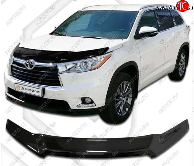 2 359 р. Дефлектор капота CA-Plastiс  Toyota Highlander  XU50 (2013-2020) дорестайлинг, рестайлинг (Classic черный, Без надписи)  с доставкой в г. Владивосток