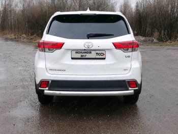 Защита заднего бампера (овальная) ТСС (нержавейка d75х42 мм) Toyota Highlander XU50 рестайлинг (2016-2020)