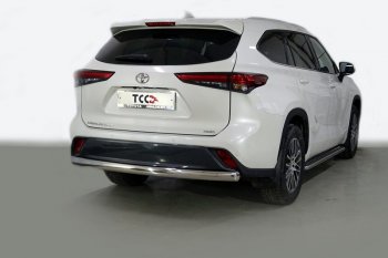 Защита заднего бампера (овальная) ТСС (нержавейка d75х42 мм) Toyota Highlander XU70 (2020-2024)