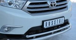 21 849 р. Защита переднего бампера (2 трубыØ63 и 42 мм, нержавейка) SLITKOFF Toyota Highlander XU40 рестайлинг (2010-2013)  с доставкой в г. Владивосток. Увеличить фотографию 2